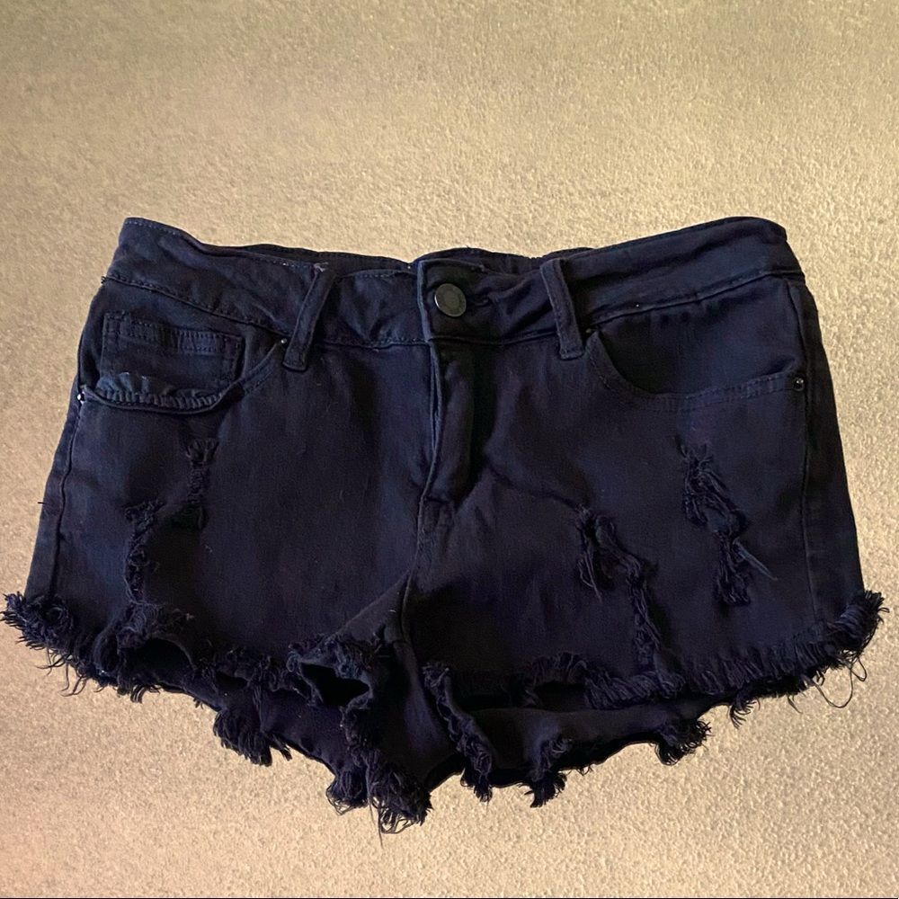 Angel Kiss Black Distressed Short-Shorts